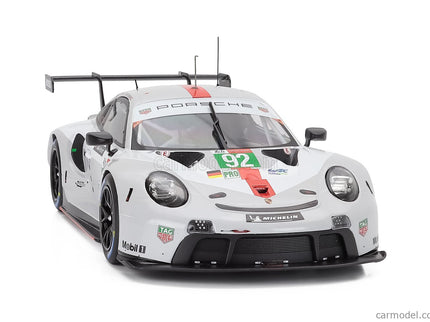 Porsche 911 991-2 RSR-19 4.2L Team Porsche GT N°92 24h Le Mans 2021 Michael Christensen - Kevin Estre - Neel Jani 1:18 IXO Models biela sivá červená