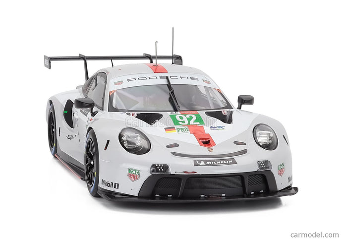 Porsche 911 991-2 RSR-19 4.2L Team Porsche GT N°92 24h Le Mans 2021 Michael Christensen - Kevin Estre - Neel Jani 1:18 IXO Models biela sivá červená