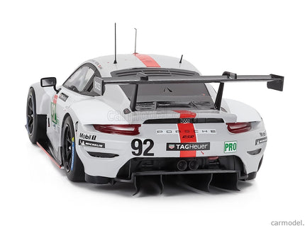 Porsche 911 991-2 RSR-19 4.2L Team Porsche GT N°92 24h Le Mans 2021 Michael Christensen - Kevin Estre - Neel Jani 1:18 IXO Models biela sivá červená