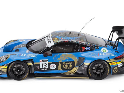 Porsche 911 992 GT3 R 4.2L Team Phantom Global Racing N°13 4. Miesto 12h Bathurst 2024 Jaxon Evans - Joel Eriksson - Thomas Preining 1:18 IXO Models modrá čierna zlatá