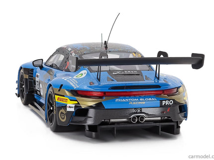 Porsche 911 992 GT3 R 4.2L Team Phantom Global Racing N°13 4. Miesto 12h Bathurst 2024 Jaxon Evans - Joel Eriksson - Thomas Preining 1:18 IXO Models modrá čierna zlatá
