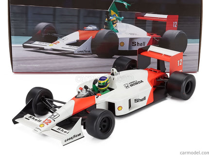 Mclaren F1 MP4/4 Honda N°12 (ayrton Senna's Car) Demo Run Interlagos Brazilian GP 2019 Bruno Senna 1:18 Werk83 biela červená