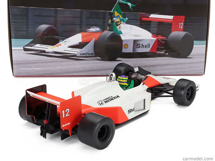 Mclaren F1 MP4/4 Honda N°12 (ayrton Senna's Car) Demo Run Interlagos Brazilian GP 2019 Bruno Senna 1:18 Werk83 biela červená