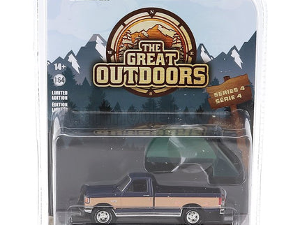 Ford F-150 LT Pick-UP Camping Camper 1987 1:64 Greenlight modrá béžová