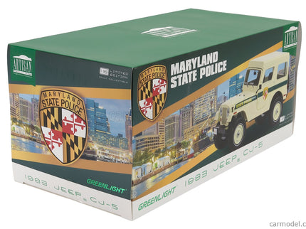 Jeep CJ-5 Maryland State Police 1983 1:18 Greenlight béžová zelená