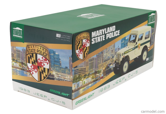 Jeep CJ-5 Maryland State Police 1983 1:18 Greenlight béžová zelená