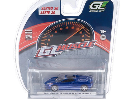 Chevrolet Corvette Stingray Spider 2021 1:64 Greenlight modrá