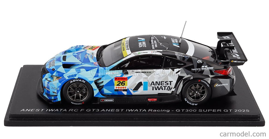 Lexus RC F GT3 Team Anest Iwata Racing N°26 GT300 Class Super GT 2025 Igor Fraga - Hironobu Yasuda 1:43 Spark Model modrá biela čierna