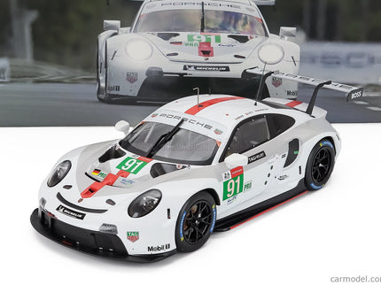 Porsche 911 991-2 RSR-19 4.2L Team Porsche GT N°91 24h Le Mans 2021 Gianmaria Bruni - Richard Lietz - Frederic Makowiecki 1:18 IXO Models biela sivá