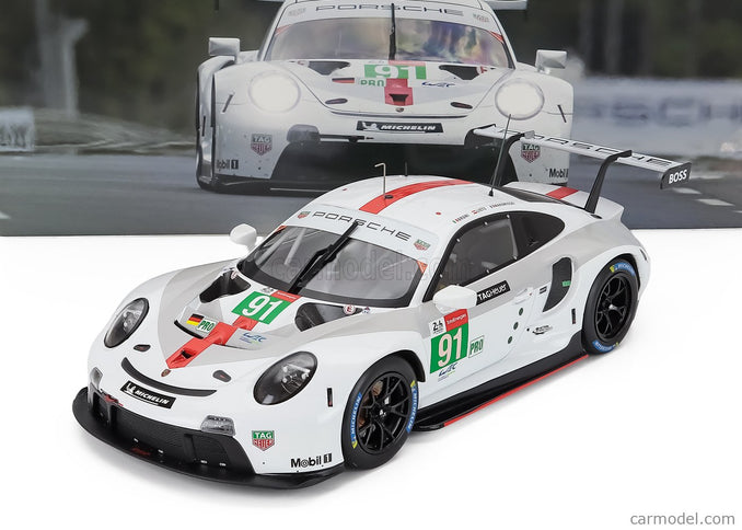 Porsche 911 991-2 RSR-19 4.2L Team Porsche GT N°91 24h Le Mans 2021 Gianmaria Bruni - Richard Lietz - Frederic Makowiecki 1:18 IXO Models biela sivá