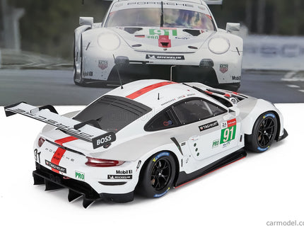 Porsche 911 991-2 RSR-19 4.2L Team Porsche GT N°91 24h Le Mans 2021 Gianmaria Bruni - Richard Lietz - Frederic Makowiecki 1:18 IXO Models biela sivá