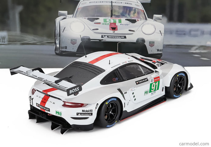 Porsche 911 991-2 RSR-19 4.2L Team Porsche GT N°91 24h Le Mans 2021 Gianmaria Bruni - Richard Lietz - Frederic Makowiecki 1:18 IXO Models biela sivá