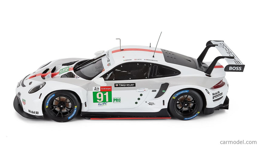 Porsche 911 991-2 RSR-19 4.2L Team Porsche GT N°91 24h Le Mans 2021 Gianmaria Bruni - Richard Lietz - Frederic Makowiecki 1:18 IXO Models biela sivá