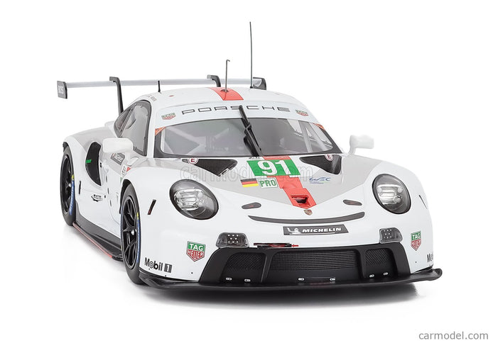 Porsche 911 991-2 RSR-19 4.2L Team Porsche GT N°91 24h Le Mans 2021 Gianmaria Bruni - Richard Lietz - Frederic Makowiecki 1:18 IXO Models biela sivá