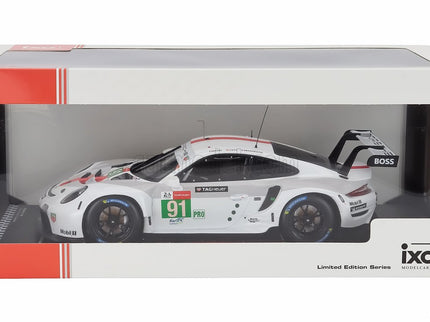Porsche 911 991-2 RSR-19 4.2L Team Porsche GT N°91 24h Le Mans 2021 Gianmaria Bruni - Richard Lietz - Frederic Makowiecki 1:18 IXO Models biela sivá