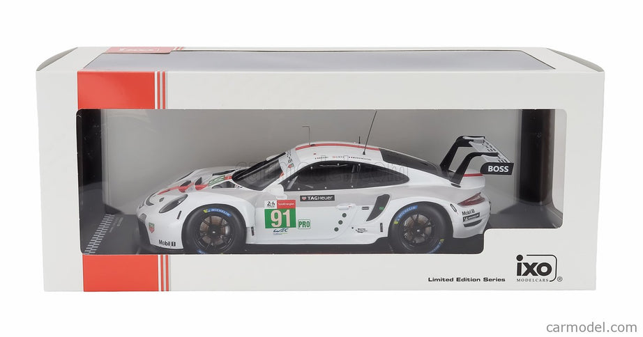 Porsche 911 991-2 RSR-19 4.2L Team Porsche GT N°91 24h Le Mans 2021 Gianmaria Bruni - Richard Lietz - Frederic Makowiecki 1:18 IXO Models biela sivá