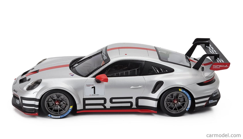 Porsche 911 992 GT3 Cup Track Experience N°1 Coupe 2023 1:18 IXO Models strieborná červená