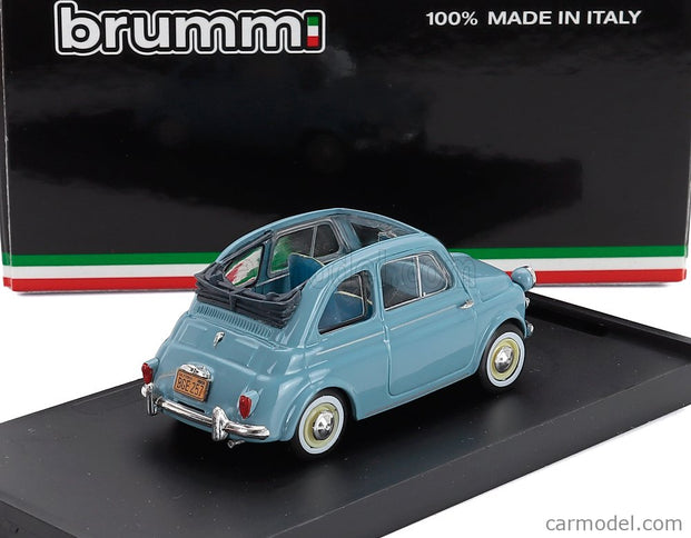Fiat 500 America Aperta Open 1958 1:43 Brumm bledomodrá Chiaro - svetlomodrá