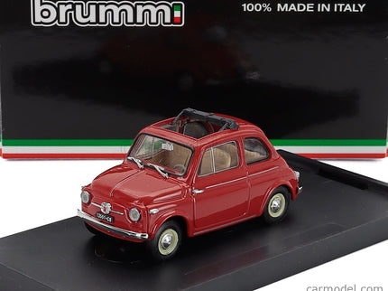 Fiat 500 Nuova Aperta Open 1959 1:43 Brumm červená Corallo - červená