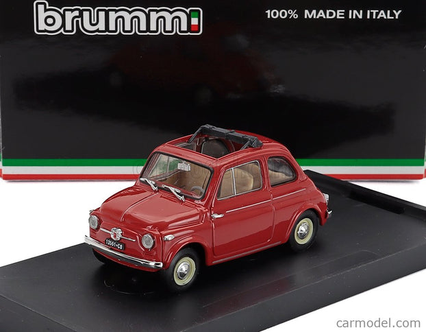 Fiat 500 Nuova Aperta Open 1959 1:43 Brumm červená Corallo - červená