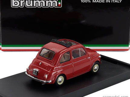 Fiat 500 Nuova Aperta Open 1959 1:43 Brumm červená Corallo - červená