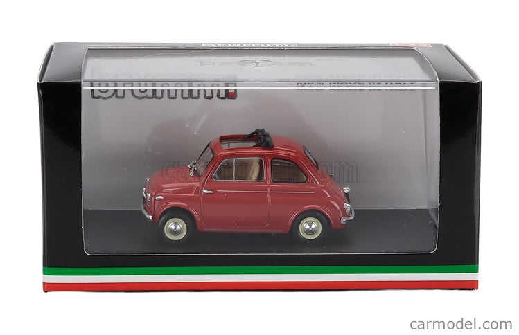 Fiat 500 Nuova Aperta Open 1959 1:43 Brumm červená Corallo - červená