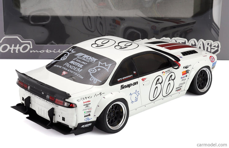 Nissan Silvia (S14) N°66 Boss Rocket Bunny 2024 1:18 Otto Mobile biela
