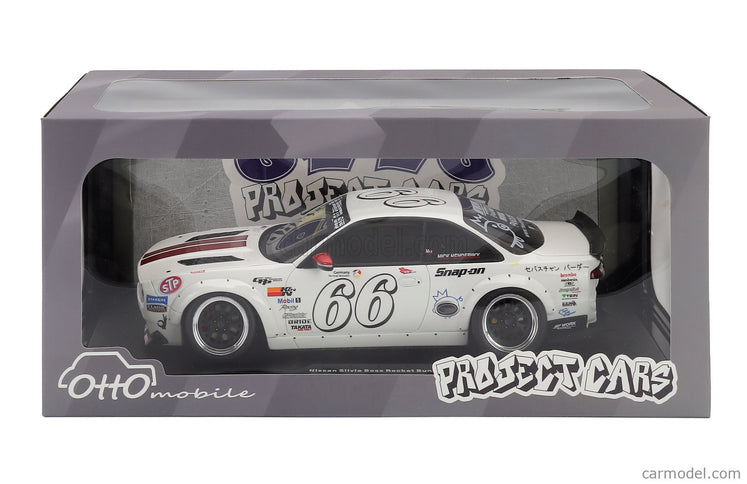 Nissan Silvia (S14) N°66 Boss Rocket Bunny 2024 1:18 Otto Mobile biela