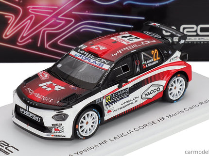 Lancia Ypsilon HF Integrale RALLY2 Team HF Corse N°22 Rally Montecarlo 2026 Nikolay Gryazin - Konstantin Aleksandrov 1:43 Spark Model biela čierna červená