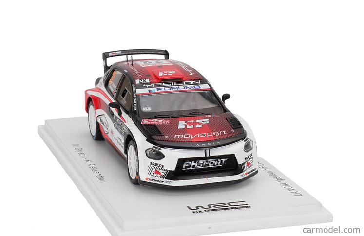 Lancia Ypsilon HF Integrale RALLY2 Team HF Corse N°22 Rally Montecarlo 2026 Nikolay Gryazin - Konstantin Aleksandrov 1:43 Spark Model biela čierna červená