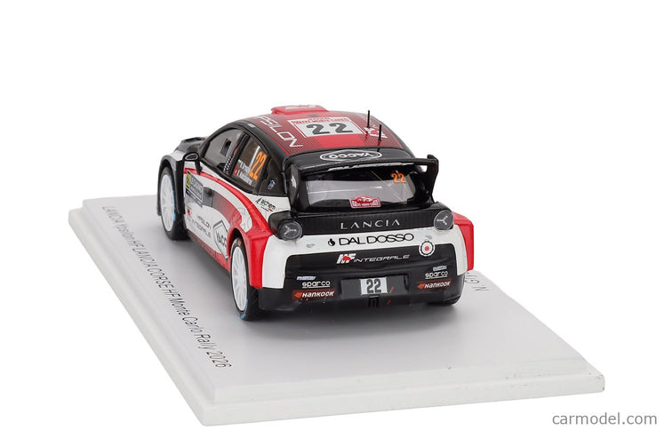 Lancia Ypsilon HF Integrale RALLY2 Team HF Corse N°22 Rally Montecarlo 2026 Nikolay Gryazin - Konstantin Aleksandrov 1:43 Spark Model biela čierna červená