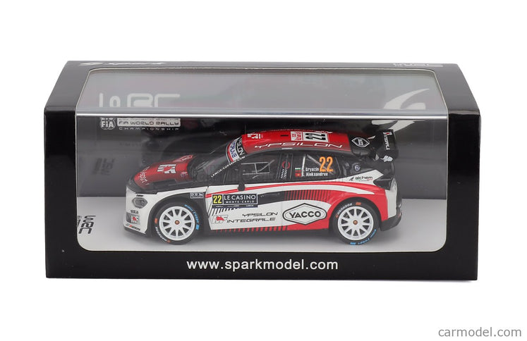 Lancia Ypsilon HF Integrale RALLY2 Team HF Corse N°22 Rally Montecarlo 2026 Nikolay Gryazin - Konstantin Aleksandrov 1:43 Spark Model biela čierna červená