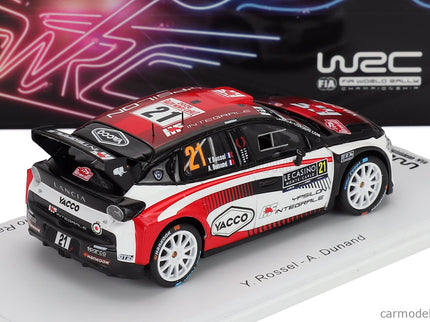 Lancia Ypsilon HF Integrale RALLY2 Team HF Corse N°21 Rally Montecarlo 2026 Yohan Rossel - Arnaud Dunand 1:43 Spark Model biela čierna červená