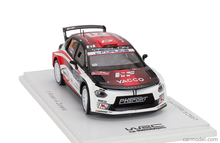 Lancia Ypsilon HF Integrale RALLY2 Team HF Corse N°21 Rally Montecarlo 2026 Yohan Rossel - Arnaud Dunand 1:43 Spark Model biela čierna červená
