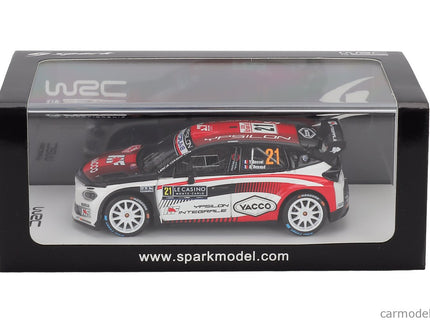 Lancia Ypsilon HF Integrale RALLY2 Team HF Corse N°21 Rally Montecarlo 2026 Yohan Rossel - Arnaud Dunand 1:43 Spark Model biela čierna červená