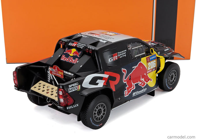 Toyota GR Dkr Hilux Team Toyota Gazoo Racing N°206 Rally Dakar 2024 Lucas Moraes - Armand Monleon 1:18 IXO Models čierna žltá červená