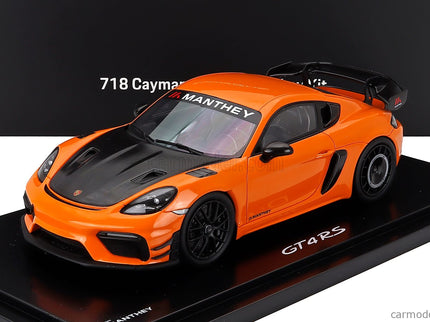 Porsche 718 (982) Cayman GT4 RS 2024 1:18 Spark Model Pastel oranžová čierna