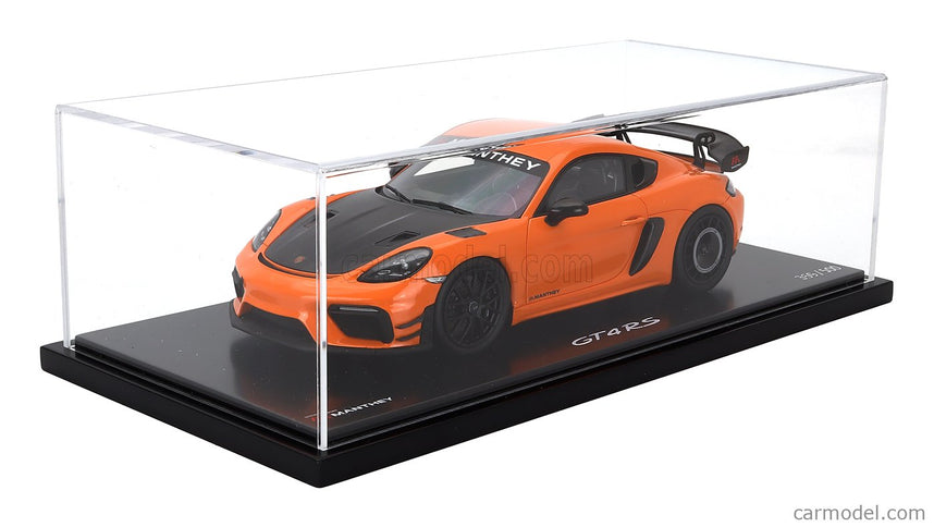 Porsche 718 (982) Cayman GT4 RS 2024 1:18 Spark Model Pastel oranžová čierna