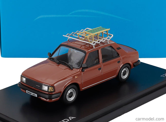 Skoda 120L 1984 With Snow Sledge - Con Slittino 1:43 Abrex hnedá