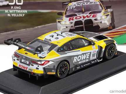BMW 4-SERIES M4 GT3 Team Rowe Racing N°98 Víťaz 24h Spa 2023 Philipp Eng - Marco Wittmann - Nick Yelloly 1:43 Minichamps biela sivá žltá