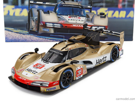 Porsche 963 9RD 4.6L Turbo V8 Team Hertz Jota N°38 24h Le Mans 2023 Antonio Felix Da Costa - Will Stevens - Yifei YE 1:18 IXO Models zlatá metalická biela