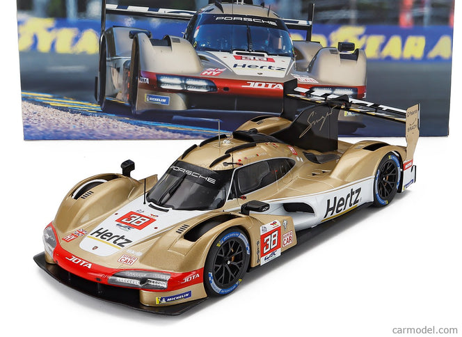Porsche 963 9RD 4.6L Turbo V8 Team Hertz Jota N°38 24h Le Mans 2023 Antonio Felix Da Costa - Will Stevens - Yifei YE 1:18 IXO Models zlatá metalická biela