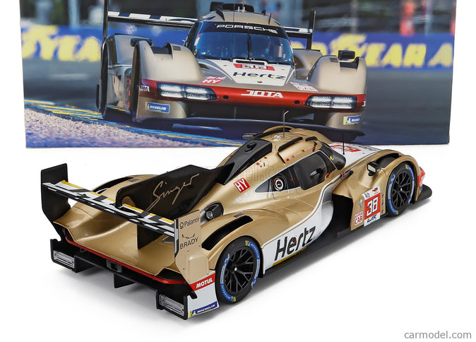 Porsche 963 9RD 4.6L Turbo V8 Team Hertz Jota N°38 24h Le Mans 2023 Antonio Felix Da Costa - Will Stevens - Yifei YE 1:18 IXO Models zlatá metalická biela