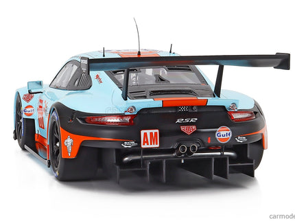 Porsche 911 991 RSR 4.0L Team Gulf Racing N°86 24h Le Mans 2018 Michael Wainwright - Ben Barker - Alex Davison 1:12 IXO Models svetlomodrá oranžová
