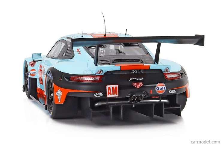 Porsche 911 991 RSR 4.0L Team Gulf Racing N°86 24h Le Mans 2018 Michael Wainwright - Ben Barker - Alex Davison 1:12 IXO Models svetlomodrá oranžová