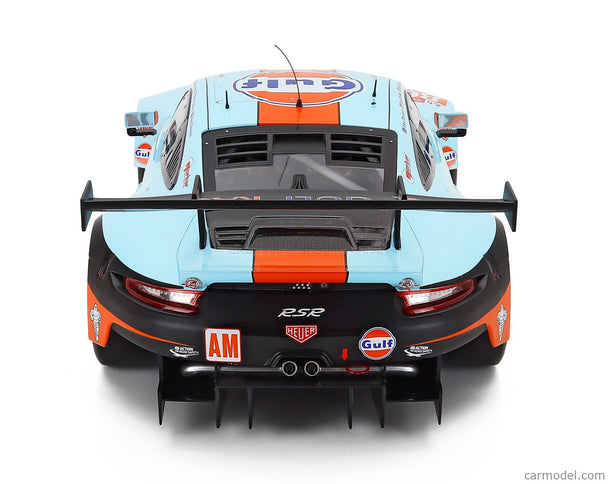 Porsche 911 991 RSR 4.0L Team Gulf Racing N°86 24h Le Mans 2018 Michael Wainwright - Ben Barker - Alex Davison 1:12 IXO Models svetlomodrá oranžová