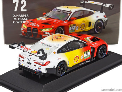BMW 4-SERIES M4 GT3 3.0L Twin Turbo Team Bmw Rmg N°72 3. Miesto 24h Nurburgring 2024 Dan Harper - Max Hesse - Charles Weerts 1:43 Minichamps červená žltá biela