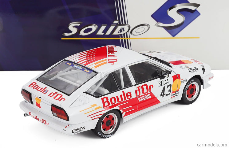 ALFA ROMEO Alfetta GTV6 N°43 24h Spa 1985 Bernard De Dryver - Francois Xavier Boucher - Loudwig Boucher 1:18 Solido biela oranžová