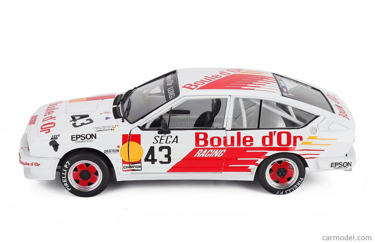 ALFA ROMEO Alfetta GTV6 N°43 24h Spa 1985 Bernard De Dryver - Francois Xavier Boucher - Loudwig Boucher 1:18 Solido biela oranžová