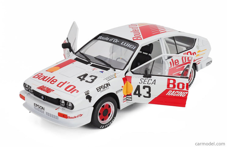 ALFA ROMEO Alfetta GTV6 N°43 24h Spa 1985 Bernard De Dryver - Francois Xavier Boucher - Loudwig Boucher 1:18 Solido biela oranžová